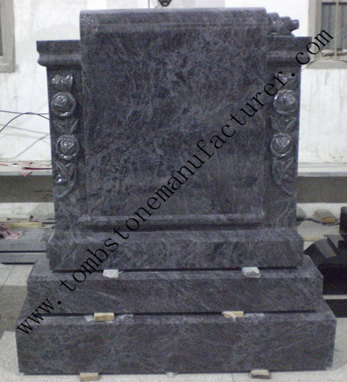 rose carving granite headstone36